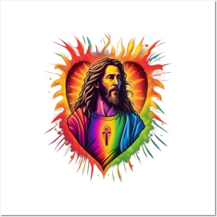 Christ Ignite - Rainbow Flame Heart Tee Bonus Posters and Art